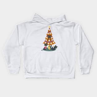 Meowy christmas sugar skulls Kids Hoodie